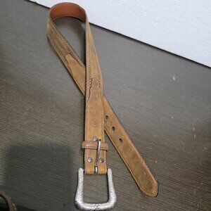 Ariat 10004667 Brown Genuine Perforated Leather Men's Belt Made in Taiwan